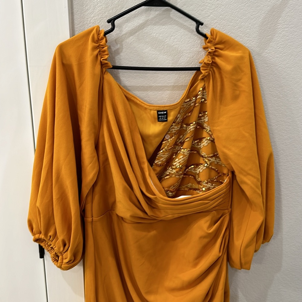 EUC Women’s SHEIN Brand Puff Sleeve Stretch Dress Plus Size XL 12 Leopard Print - Picture 10 of 13